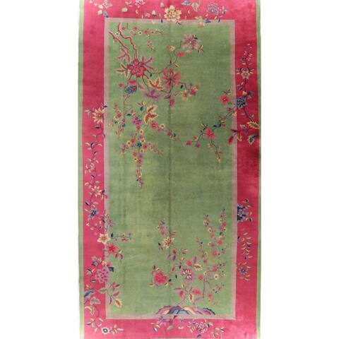 Art Deco Floral & Botanical Hand-Knotted Vintage Chinese Area Rug - 18'10" x 9'10"