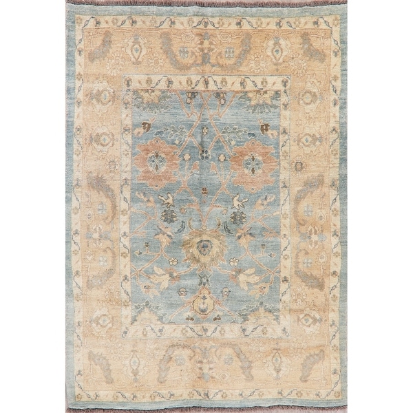 Muted Distressed Oushak Oriental Hand-Knotted Wool Turkish Area Rug - 7'10" x 5'8"