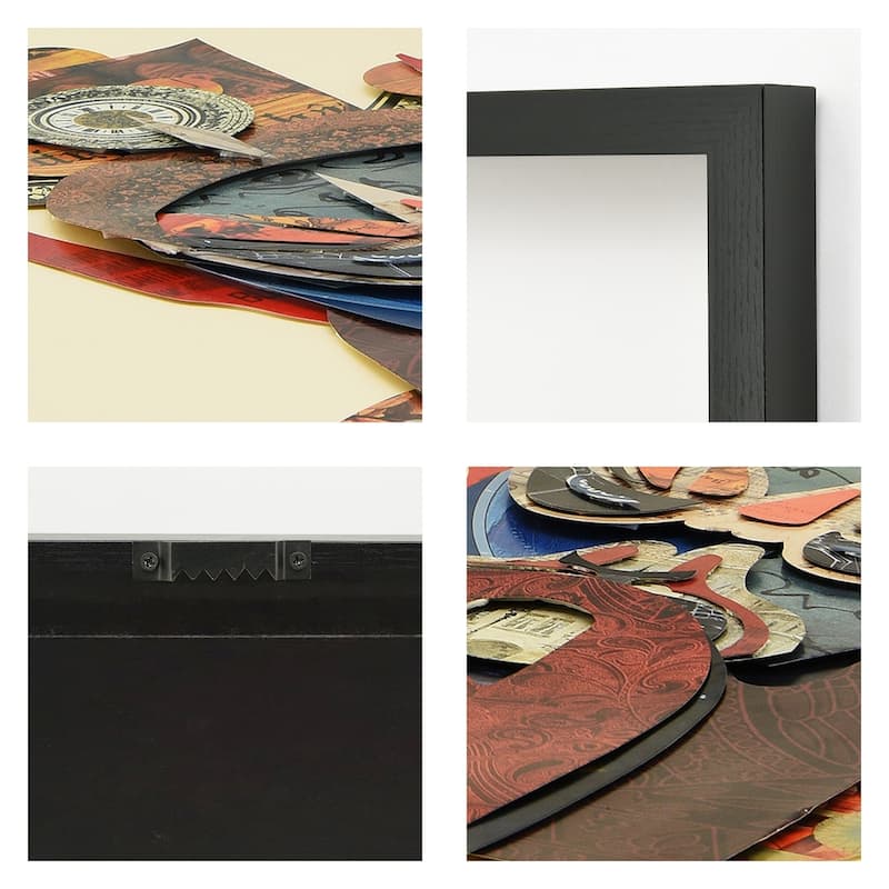 "Beijin Opera Mask & Jiangwei" Alex Zeng's dimensional collage, under glass & a black shadow box frame