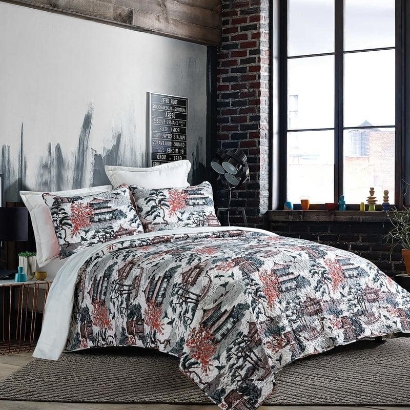 3 Piece Vintage Tokyo Motif Quilt Set by HULALA HOME - King