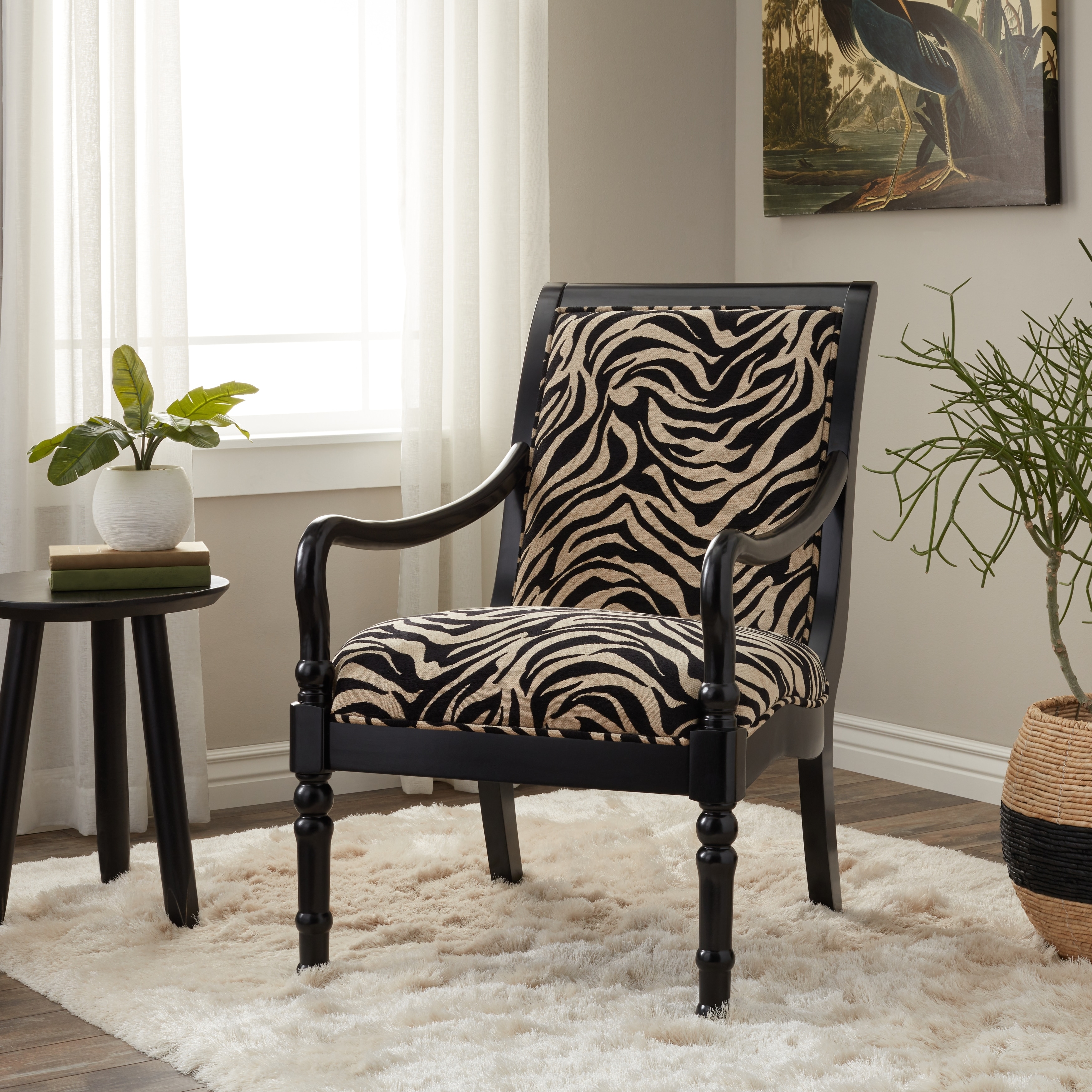 Shop Turned Leg Zebra Print Arm Chair Overstock 2864946