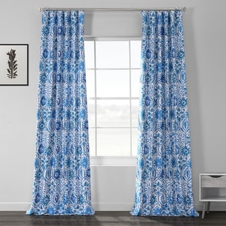 Exclusive Fabricsexclusive Fabrics Rio Printed Linen Textured Blackout Curtain 50 X 120 Blue Dailymail