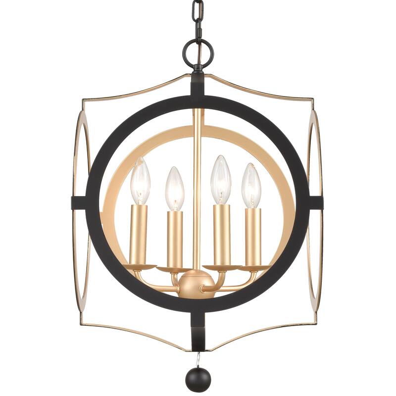 Odelle 4-light Matte Black/ Antique Gold Chandelier