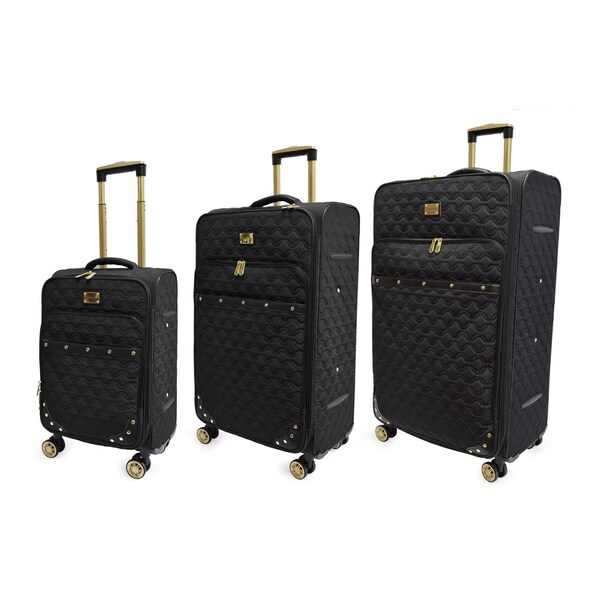 black quilted suitcase