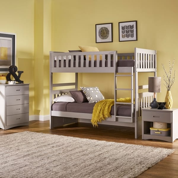 slide 2 of 13, Hunter Grey Twin over Twin Bunk Bed by iNSPIRE Q Junior