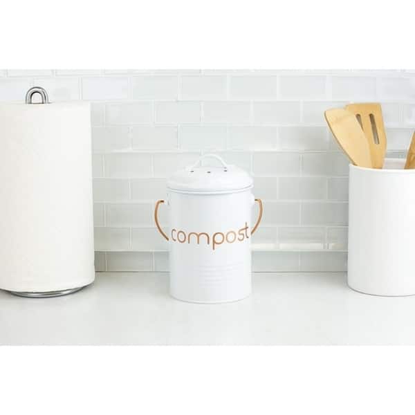 Home Basics Grove Compact Countertop Compost Bin, White, Size: 6.2