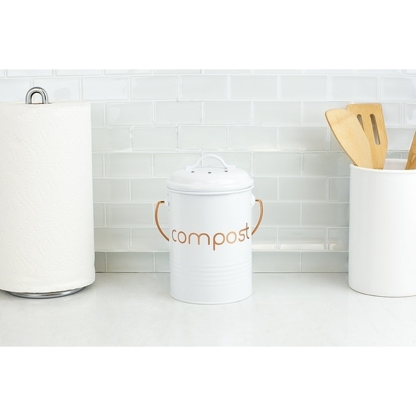 Odor-Free Compost Keeper Ceramic Crock with Filter 1 Gallon