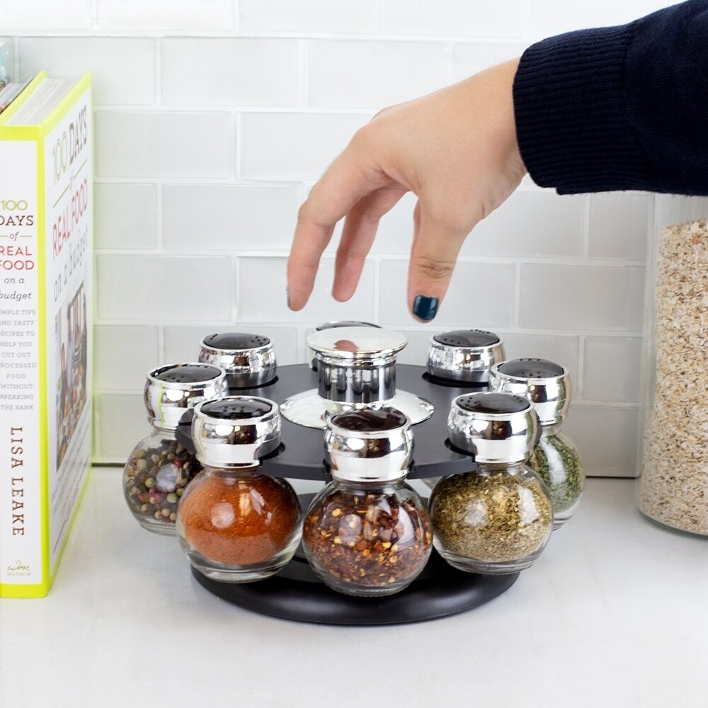 Spice Jar Rack with 12 Glass Jars - On Sale - Bed Bath & Beyond