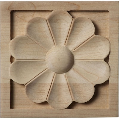 3 1/2"W x 3 1/2"H x 3/4"P Medium Medway Rosette, Alder