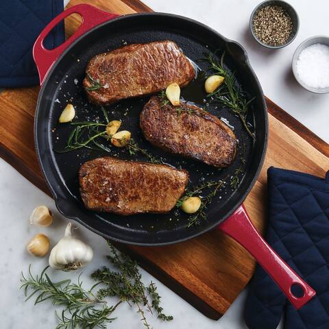 Rachael Ray Cast Iron Skillet, 12-Inch, Red Shimmer