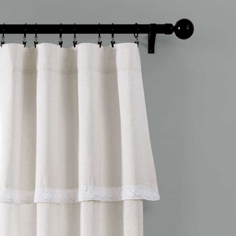 Porch & Den Chateau Lush Decor Linen Lace Window Curtain Panel Pair