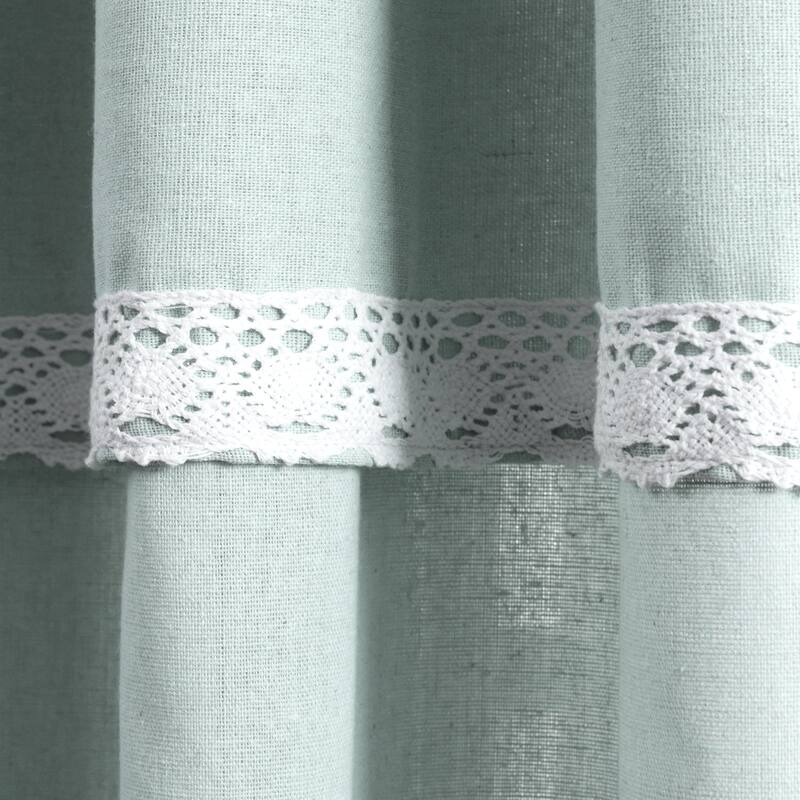 Porch & Den Chateau Lush Decor Linen Lace Window Curtain Panel Pair