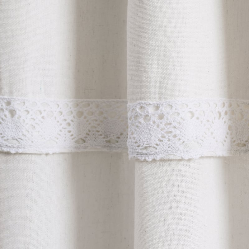 Porch & Den Chateau Lush Decor Linen Lace Window Curtain Panel Pair