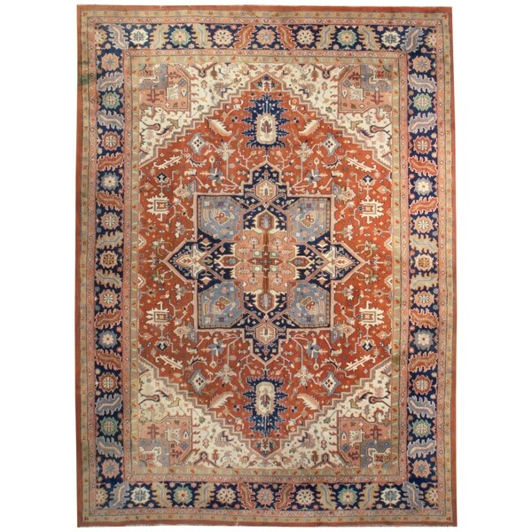 Vintage Indo Serapi, Handknotted Wool Rug - 9'10'' x 13'11''/10' x 14'