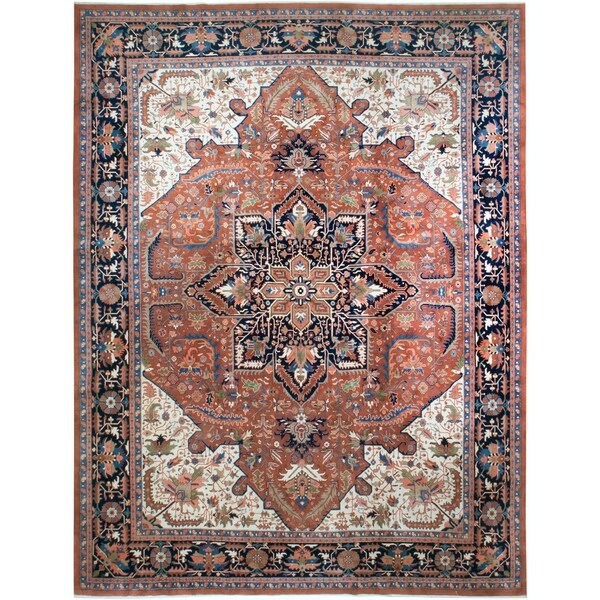 Vintage Indo Serapi, Handknotted Wool Rug - 12' x 18'/12'1'' x 17'9''