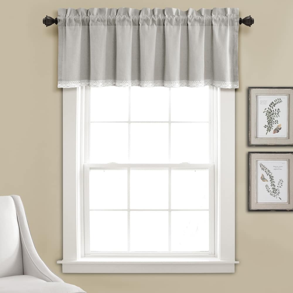 Porch & Den Chateau Lush Decor Linen Lace Window Curtain Valance - 52"w x 18"l - 52"w x 18"l