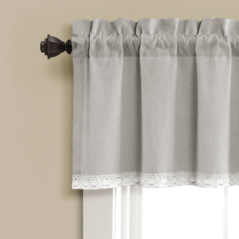 Porch & Den Chateau Lush Decor Linen Lace Window Curtain Valance - 52"w x 18"l - 52"w x 18"l