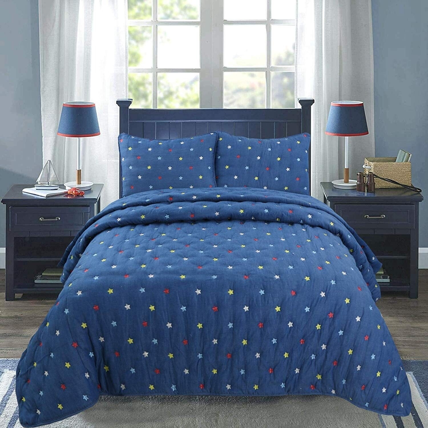 Shop Porch Den Coos Embroidered Stars Cotton Comforter Set