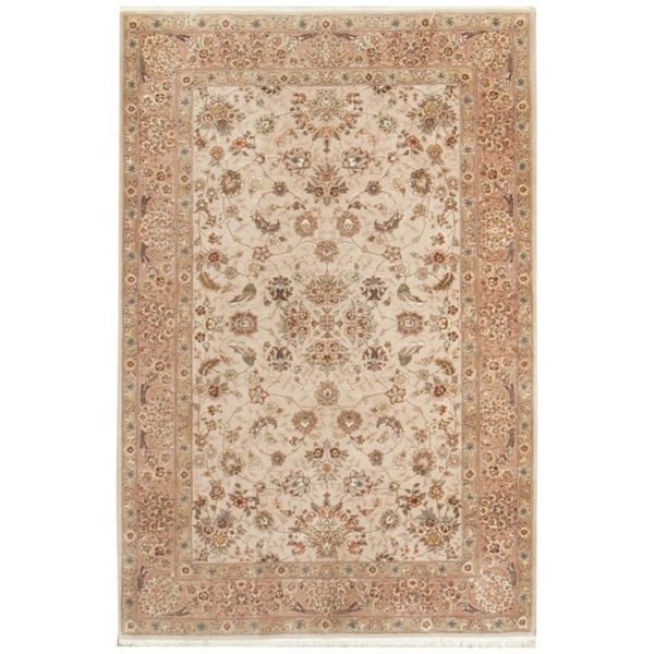 Vintage Oriental, Handknotted Wool and Silk Rug - 4' x 6'