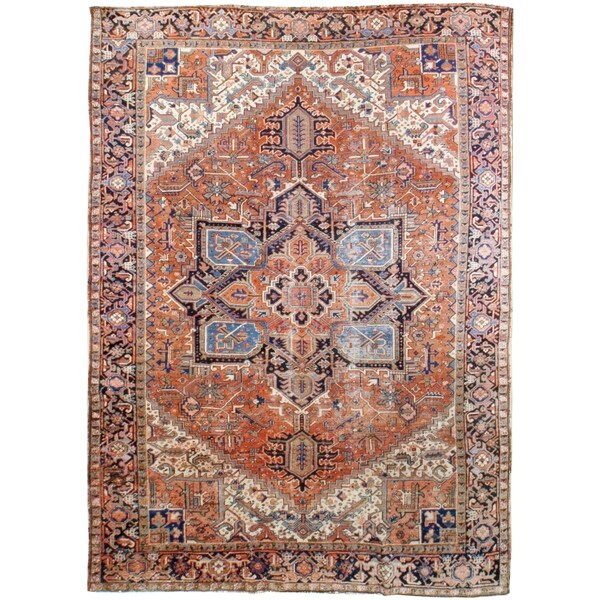 Vintage Heriz, Handknotted Wool Rug - 9' x 12'/9' x 11'9''