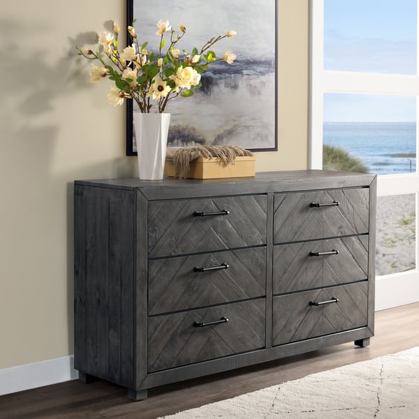 Carbon Loft Curtin 6 Drawer Grey Stain Dresser Carbon Loft Curtin 6 Drawer Grey Stain
