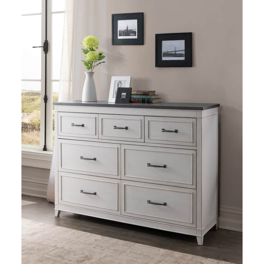 The Gray Barn Happy Horse White and Grey 7-drawer Dresser