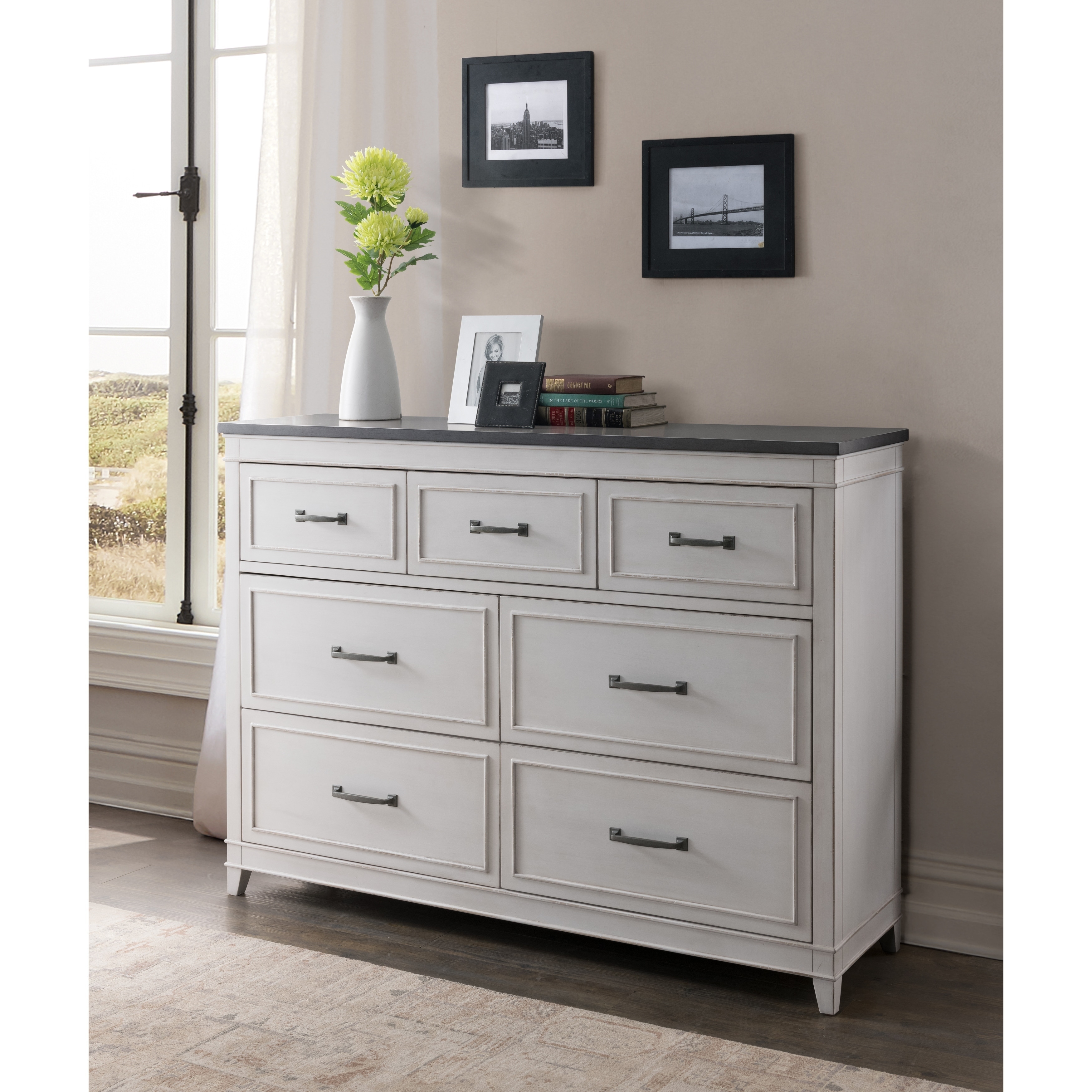 The Gray Barn Happy Horse White And Grey 7 Drawer Dresser On Sale Overstock 28665001