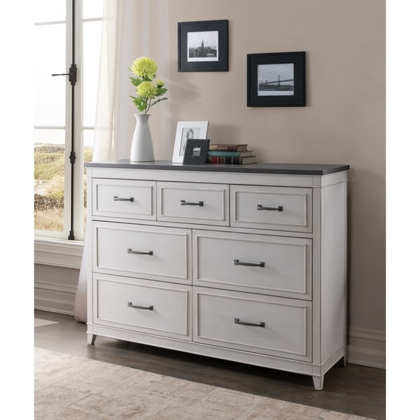 Martin Svensson Home Del Mar 7 Drawer Dresser, White with Grey Top