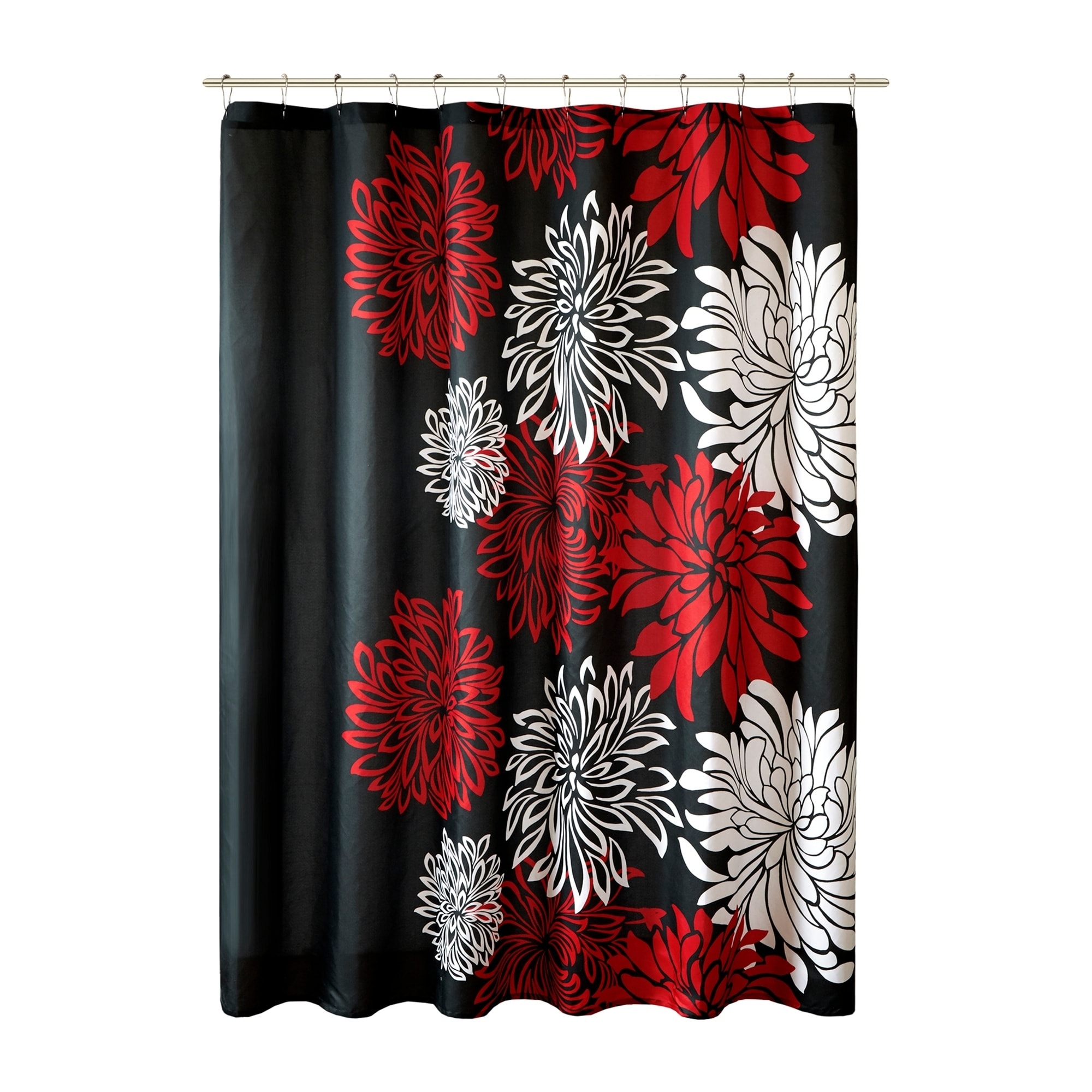 Shop Comfort Spaces Enya Red Black Printed Floral Shower Curtain