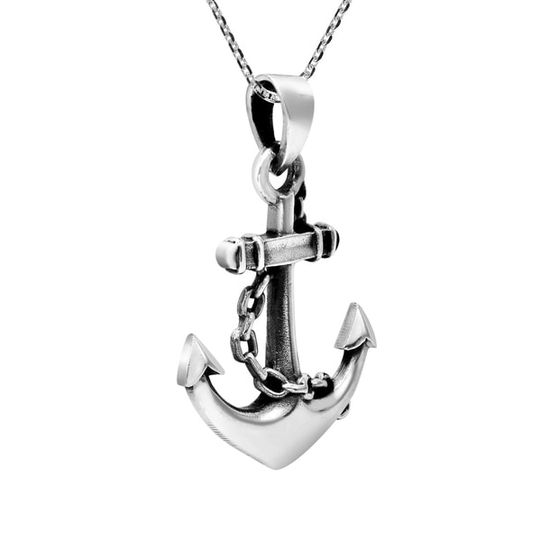 Mireval Sterling Silver Anchor Style Chain Necklace Collection