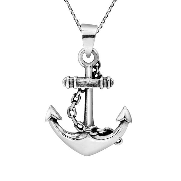 925 Sterling Silver Old Anchor Necklace Nautical navy jewelry anchor pendant top oxidized silver necklace silver ocean necklace