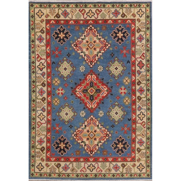 Pakistani Kazak Oriental Traditional Hand Knotted Wool Area Rug - 7'5" x 5'3"