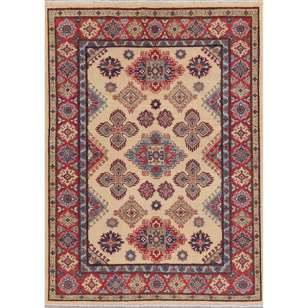 Oriental Kazak Traditional Hand Knotted Wool Pakistani Area Rug - 6'11" x 5'1"