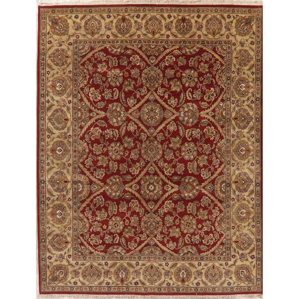 Agra Oriental Hand Knotted Traditional Wool Indian Area Rug - 10'2" x 7'10"