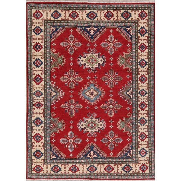 Kazak Oriental Hand Knotted Wool Pakistani Traditional Area Rug - 7'7" x 5'6"