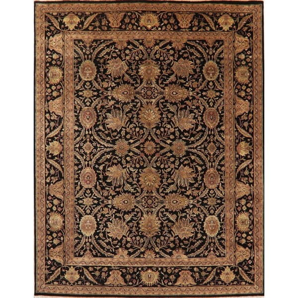 Agra Oriental Wool Traditional Hand Knotted Indian Area Rug - 10'1" x 7'11"