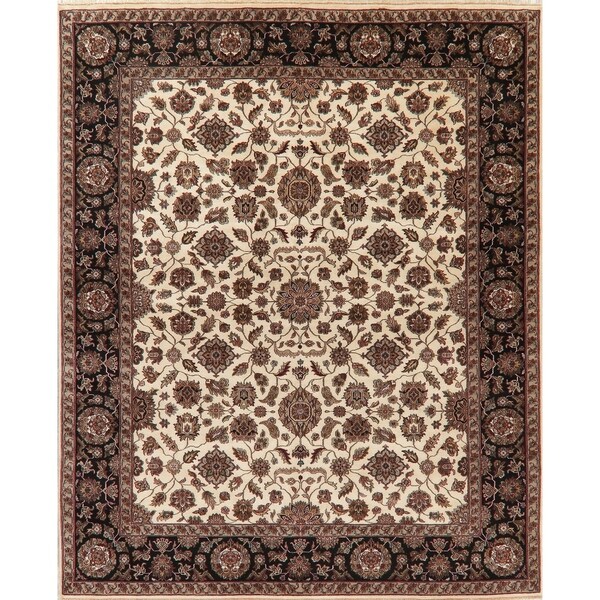 Agra Oriental Traditional Hand Knotted Wool Indian Area Rug - 9'10" x 8'0"
