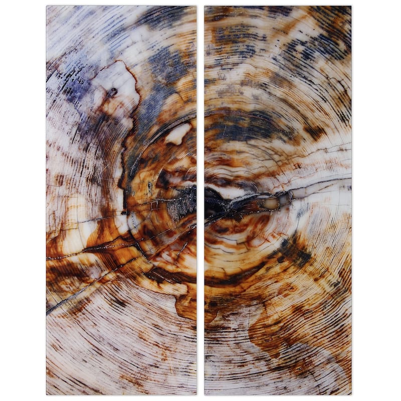 "Impact" Abstract Wall Art Printed on Frameless Free Floating Tempered Glass Panel - Brown