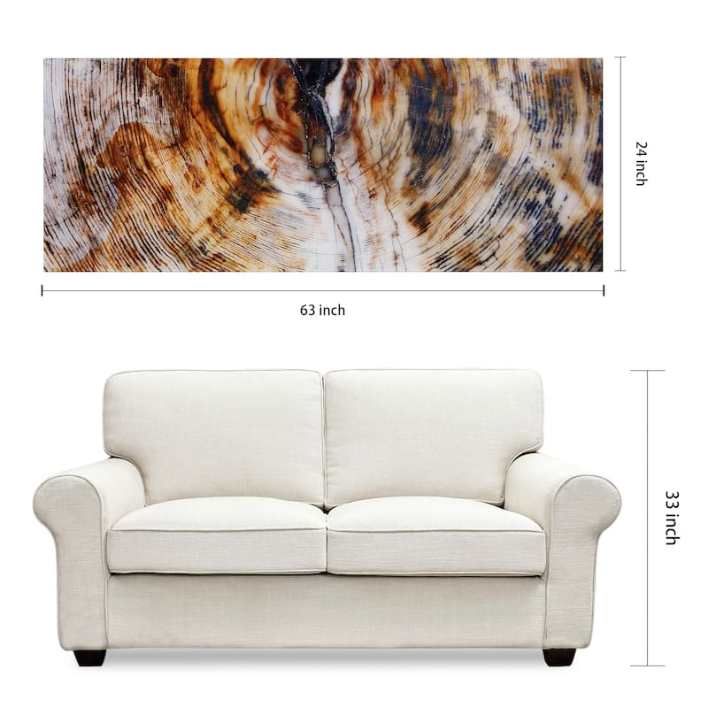 "Impact" Abstract Wall Art Printed on Frameless Free Floating Tempered Glass Panel - Brown