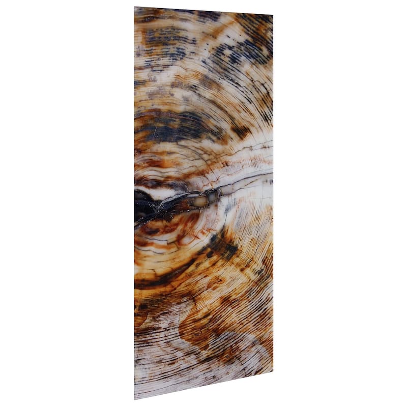 "Impact" Abstract Wall Art Printed on Frameless Free Floating Tempered Glass Panel - Brown