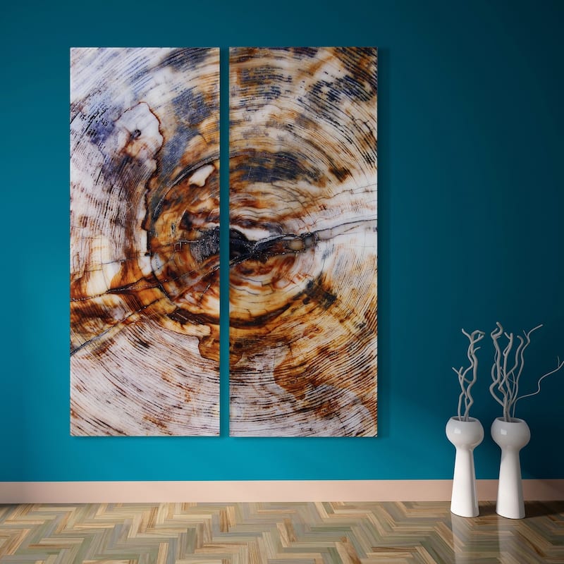 "Impact" Abstract Wall Art Printed on Frameless Free Floating Tempered Glass Panel - Brown