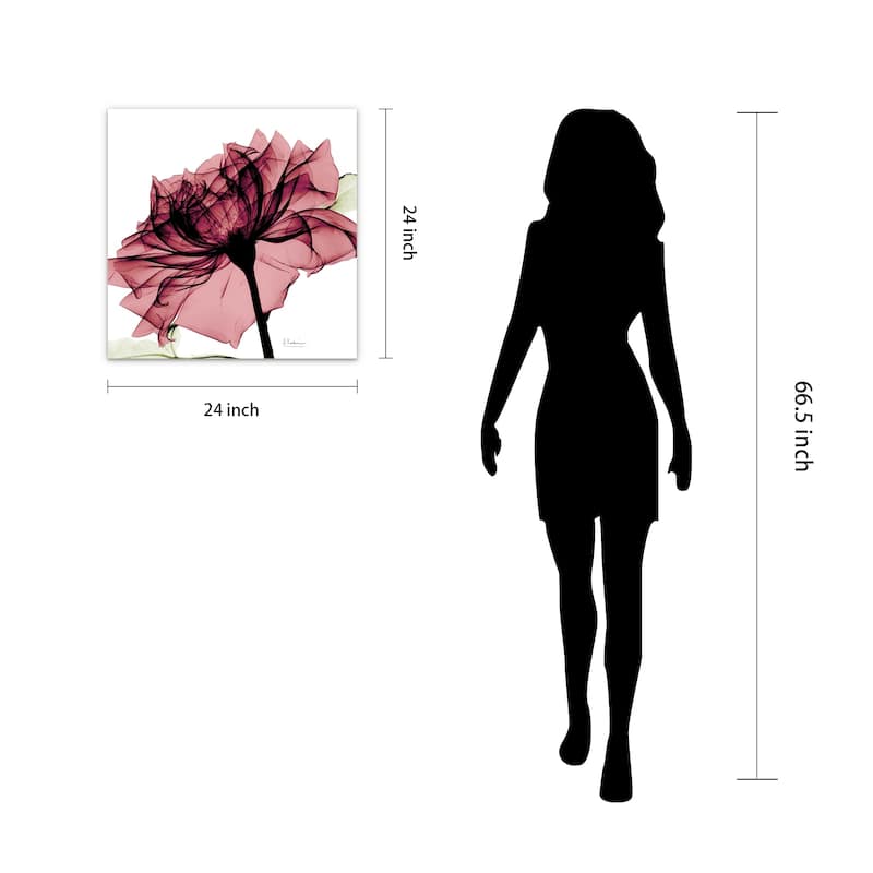 "Chianti Rose I & II" Flower Wall Art Printed on Frameless Free Floating Tempered Glass Panel - Pink/White