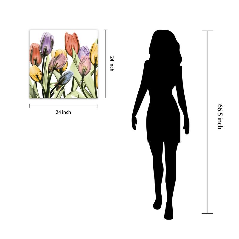 "Tulip Scape x-ray I & II" Flower Wall Art Printed on Frameless Free Floating Tempered Glass Panel