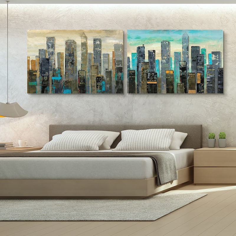 "Urban Lights" Glass Wall Art Printed on Frameless Free Floating Tempered Glass Panel - Multi-Color