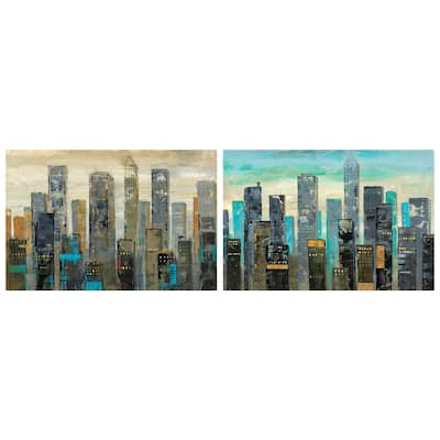 "Urban Lights" Glass Wall Art Printed on Frameless Free Floating Tempered Glass Panel - Multi-Color