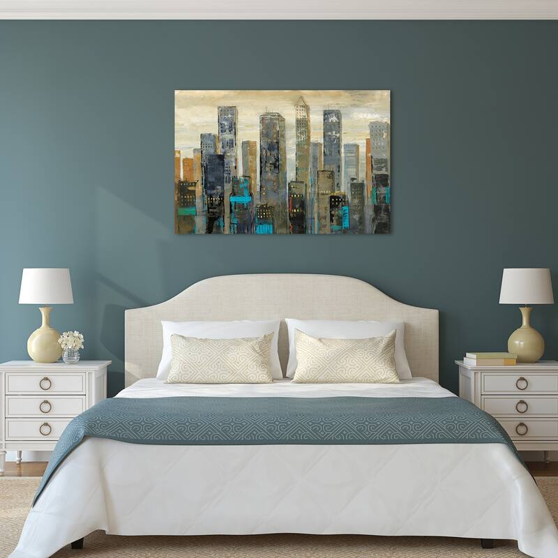 "Urban Lights" Glass Wall Art Printed on Frameless Free Floating Tempered Glass Panel - Multi-Color