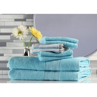 Freshee - 8-pack Bath Towel/Washcloth Set -2 Aqua/BT - Solid-2 Aqua ...