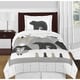 preview thumbnail 1 of 1, Sweet Jojo Designs Beige Grey Boho Mountain Animal Woodland Forest Friends Collection Unisex Boy or Girl 4-pc Twin Comforter Set