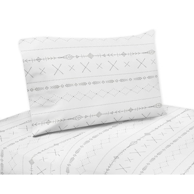 Sweet Jojo Designs Grey and White Boho Tribal Gray Woodland Forest Friends Collection 3-piece Twin Sheet Set