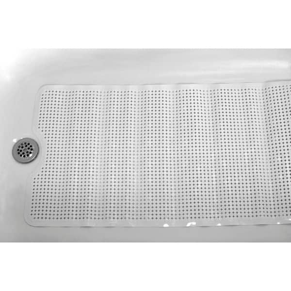 Home Basics Anti-Slip Spa-Comfort Dotted Plastic Bath Mat, White, SHOWER